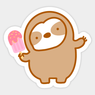 Cute Pink Popsicle Sloth Sticker